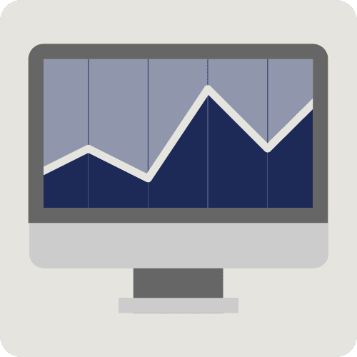 Investment Advising Computer screen with chart on it.